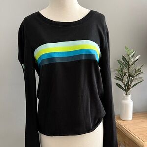 PINK Women's Black Sweatshirt with Colorful Stripes